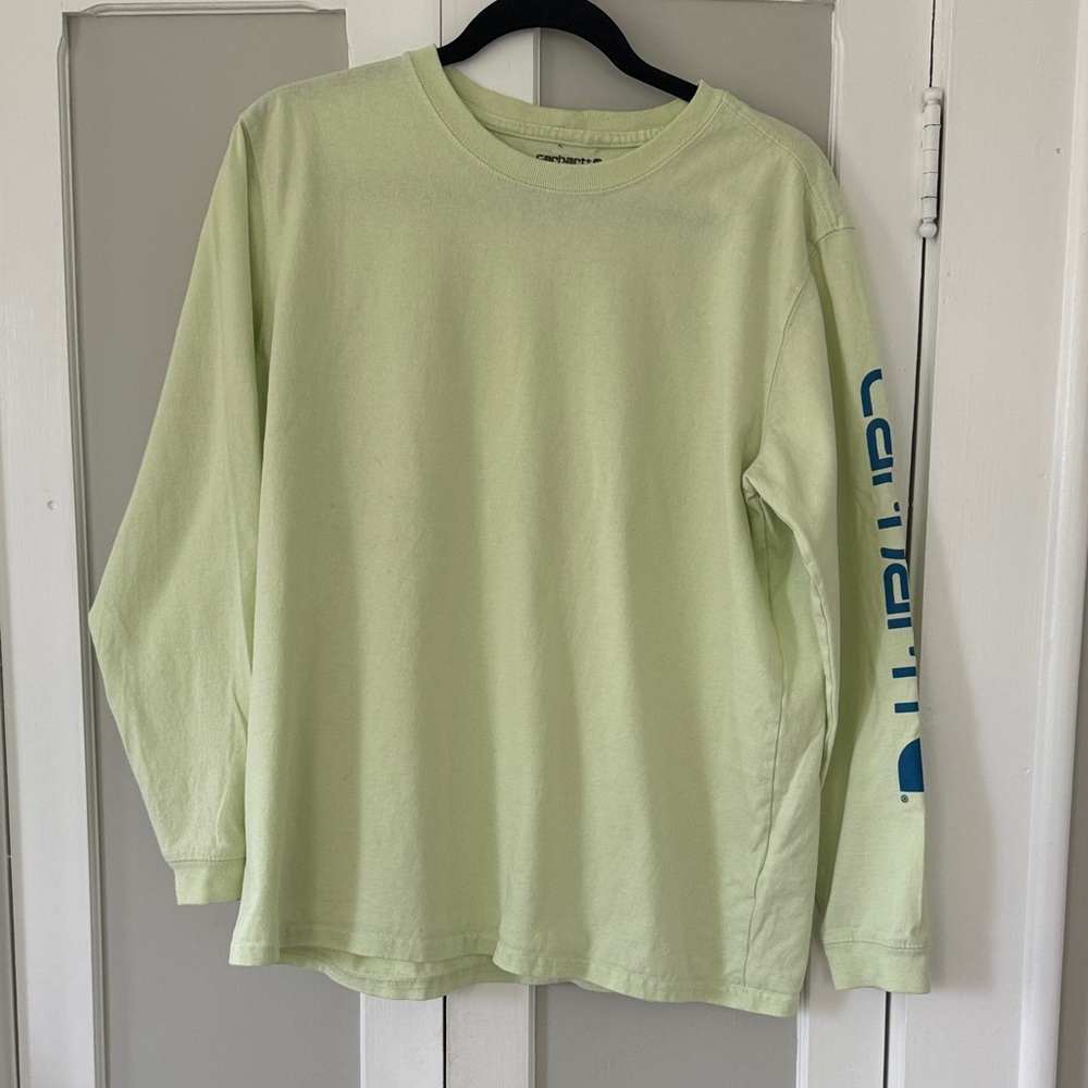 Carhartt Womens Long Sleeve Tee - Light Green with Blue Logo. Size L. Pre owned